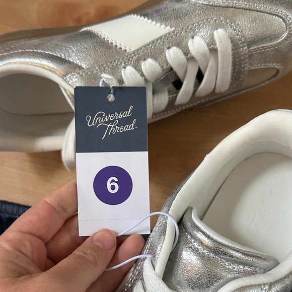 Universal Thread Metallic Silver Sneakers with White Accents - Picture 2 of 5